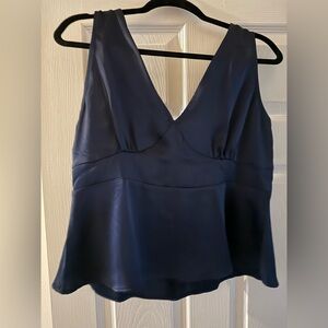 LOFT Midnight Blue Satin Top